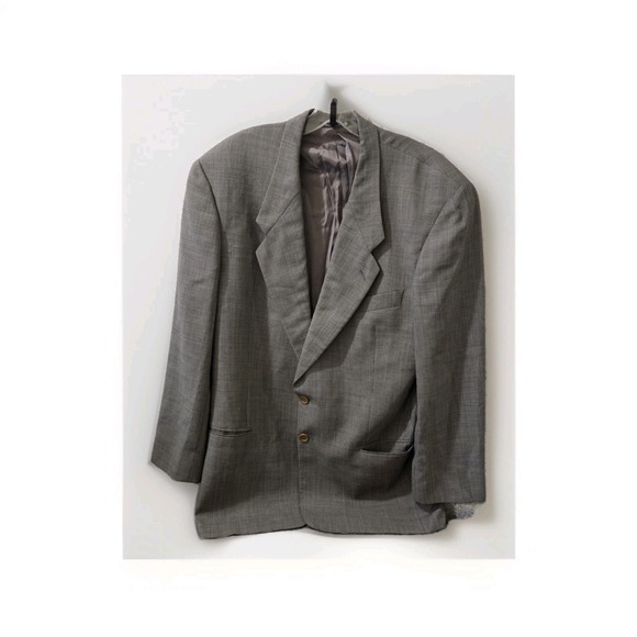 Vtg. Giorgio Armani Le Collezioni Men's Blazer 42 Gray Wool Microcheck Italy